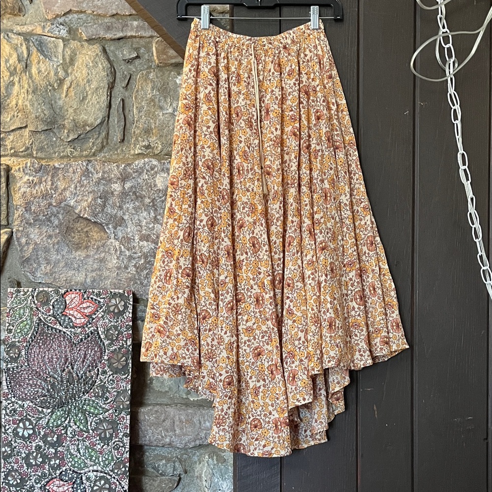 Spell Floral Flowy Skirt XS NWT